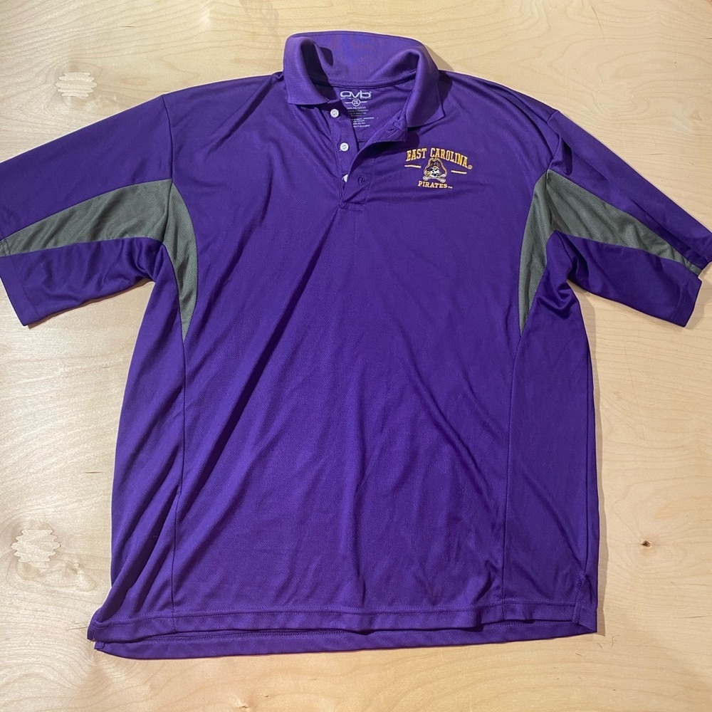 Old Varsity Brand East Carolina Purple and Gray Men's Polo Shirt 2XL (PU)